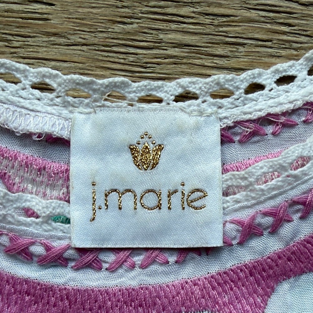 Gorgeous Hand-Embroidered Pink & Green Floral Top - Picture 2 of 6